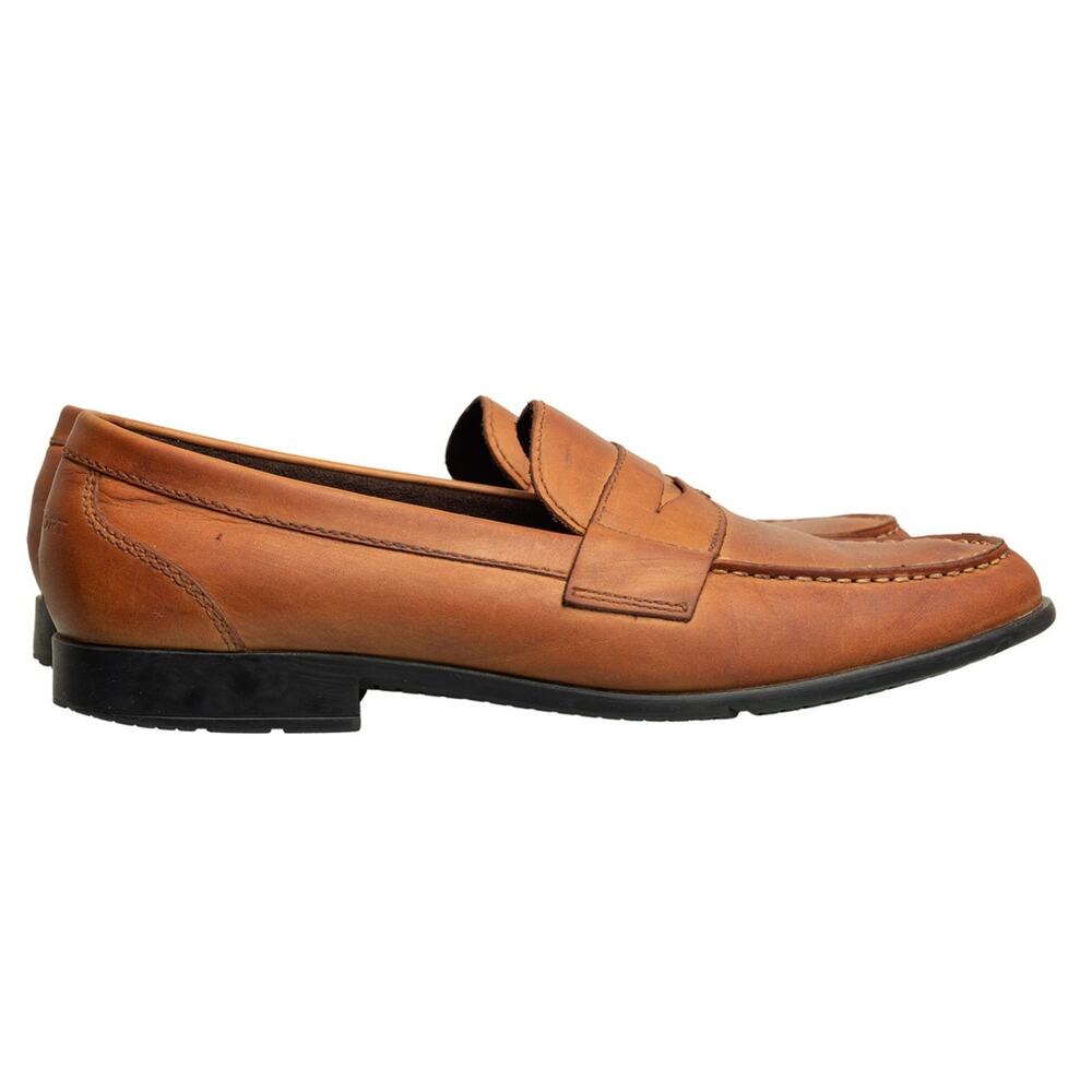 Mens Designer Rockport Classic Penny Loafer Cognac Tan Leather TruTech Sz 13 EUC